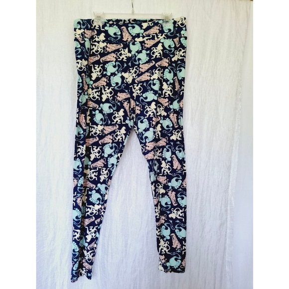 Women's LuLaRoe Leggings TC2 sz 18 plus Blue Pink Disney Alladin - Picture 1 of 4